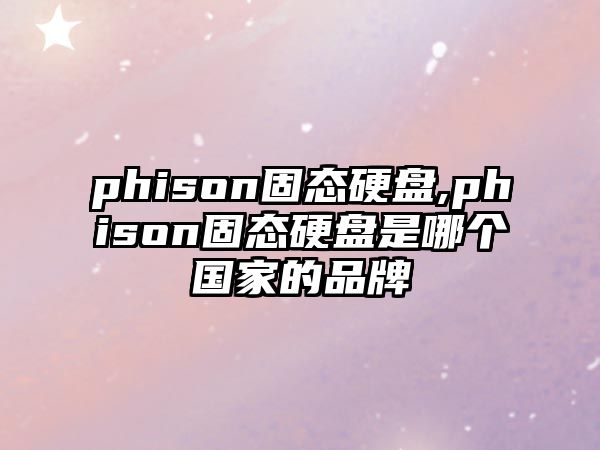 phison固態(tài)硬盤,phison固態(tài)硬盤是哪個國家的品牌